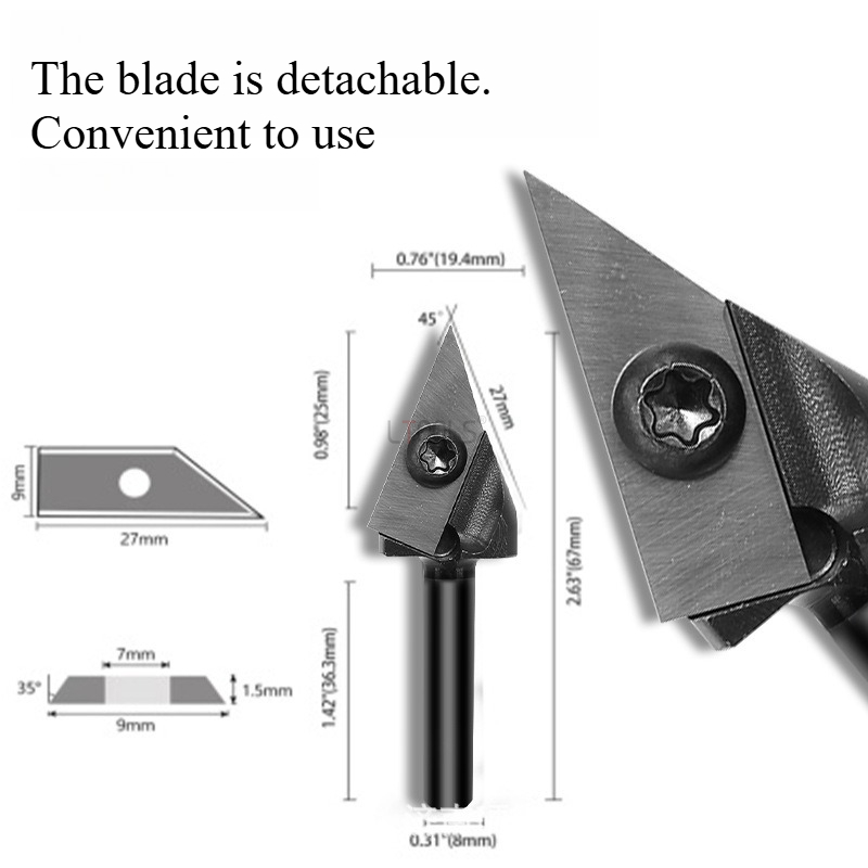 45/60-degree V-Shaped Router B - огляд і ціна Router Bits For Woodworking